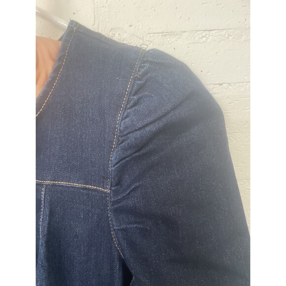 Retro 70s Y2K inspired Denim Jumpsuit Puff 3/4 Sleeve by Venus Sz 14 - Picture 6 of 7